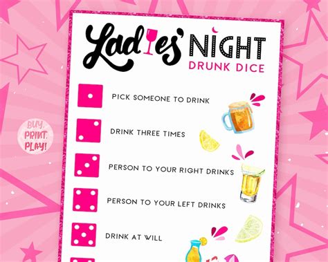 Drunk Dice Game Fun Ladies Night Games Girls Night Out Etsy