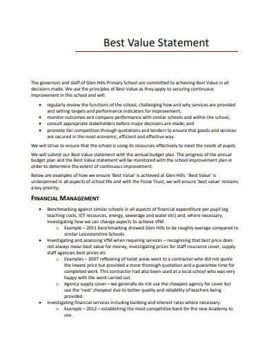 11 Value Statement Templates In Pdf Doc