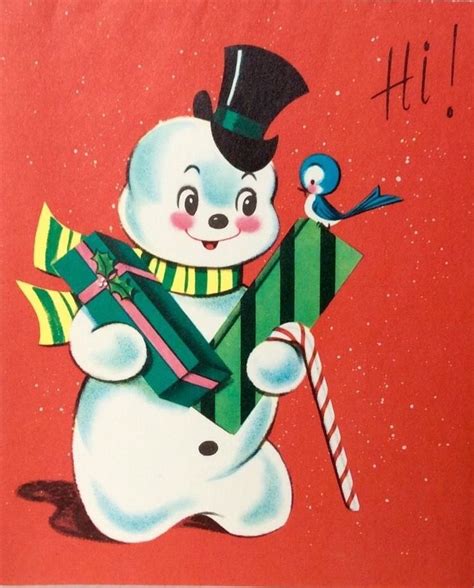 Pin On Snowmen Vintage Christmas Cards