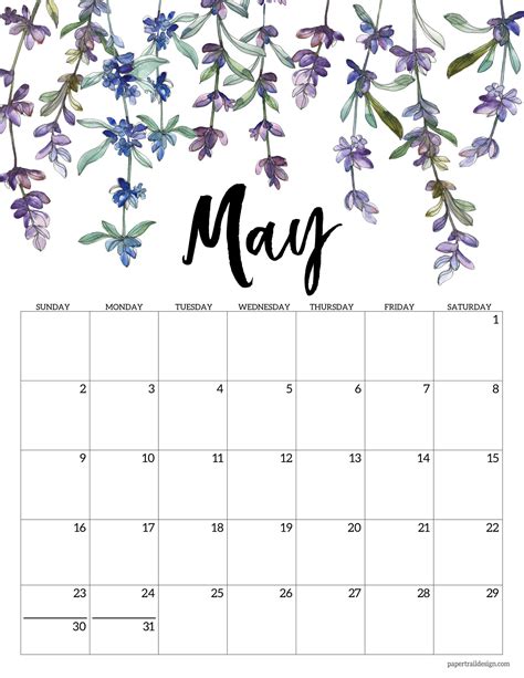 2021 Free Printable Calendar Floral Paper Trail Design Free