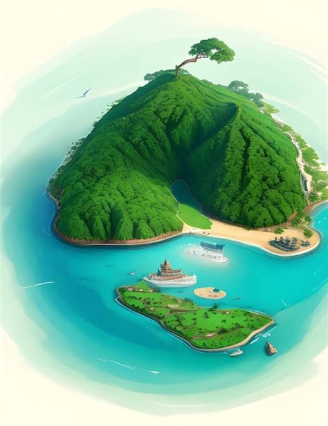 Premium Ai Image Island Illustration Ai Generated