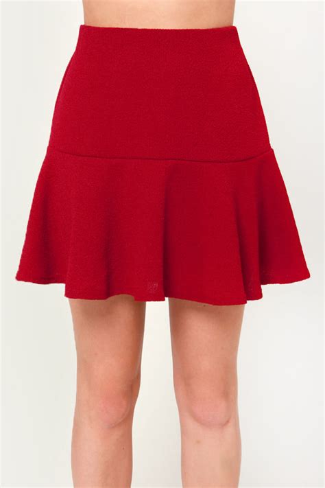 Cute Flared Skirt Red Skirt Mini Skirt 3100