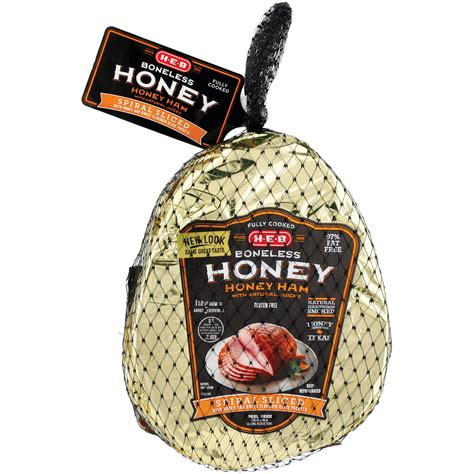 h e b fully cooked boneless hardwood smoked spiral sliced honey ham honey sweet glaze shop