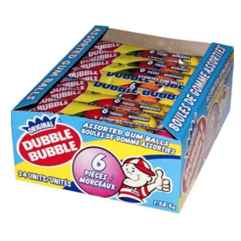 Dubble Bubble Assorted Gum Balls 6 Ball Tube Candy Funhouse