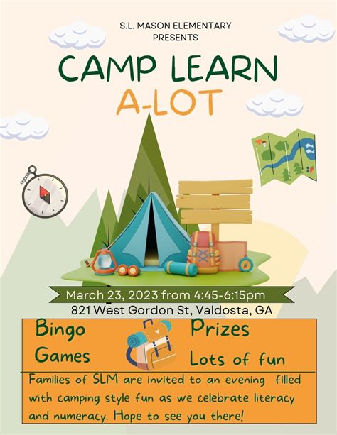 Youre Invited To Camp Learn A Lot March 23rd Sl Mason Elementary