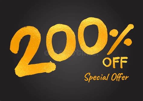 200 Off Special Offer Gold Lettering Numbers Brush Drawing Hand Drawn