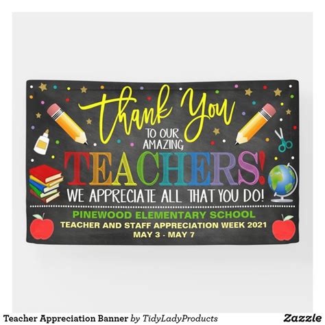 Teacher Appreciation Banner With Pencils And School Supplies On The