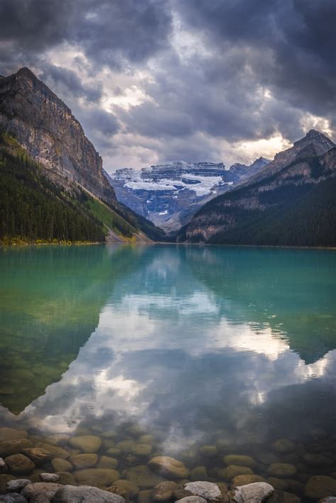 Lake Louise Mountains Clouds Summer Storm Reflections Banff National