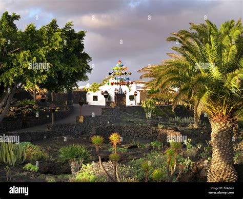 Cesar Manrique House And Garden At Sunset In Lanzarote Canary Islands