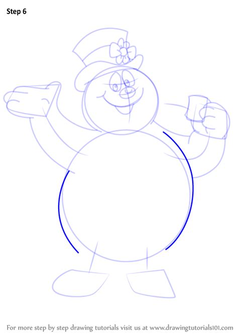 step by step how to draw frosty from frosty the snowman