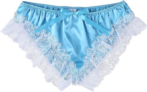 inlzdz men s lingerie ruffled floral lace satin bikini briefs sissy pouch panties