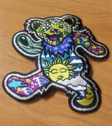 Sew On Patch Grateful Dead Dancing Bear Fully Embroidered Etsy Grateful Dead Dancing