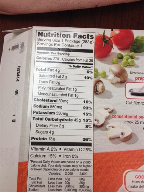Lean Cuisine Nutrition Facts Label Runners High Nutrition