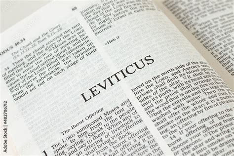 Leviticus Open Holy Bible Book Close Up Old Testament Scripture