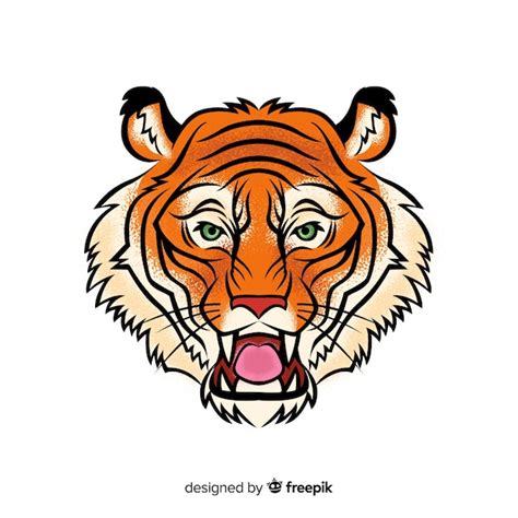 Free Vector Hand Drawn Roaring Tiger Background