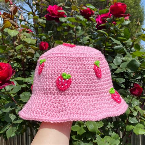 Crochet Pattern Strawberry Kisses Bucket Hat By Etsy