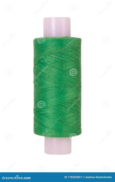 Green Spool Of Sewing Thread Isolated On White Background Stock Image