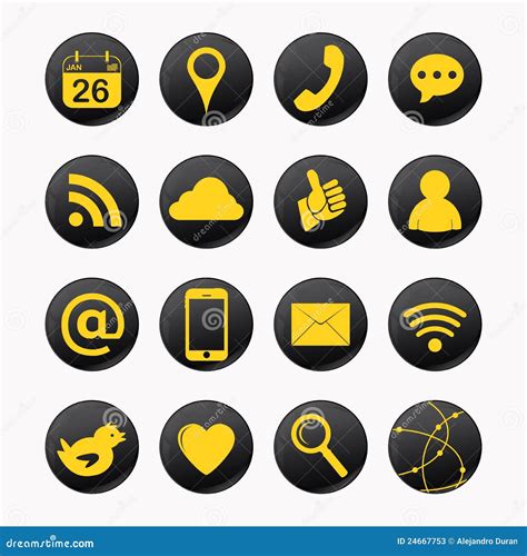 Social Yellow Icons Stock Vector Illustration Of Message 24667753