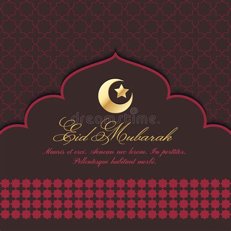 Eid Mubarak Greeting Card Design With Arabic Calligraphy Crescent Moon