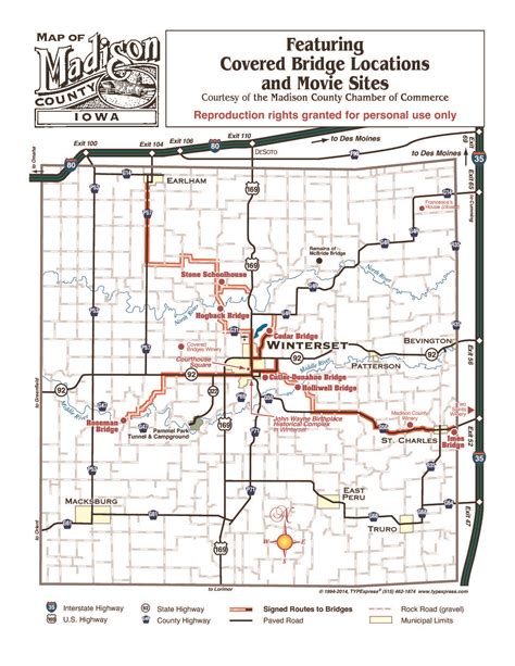 Map To Bridges Madison County Iowa Chamber And Welcome Center