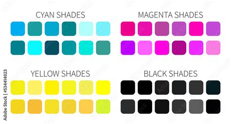Cyan Magenta Yellow And Black Cmyk Color Shades Isolated Vector Stock Vector Adobe Stock