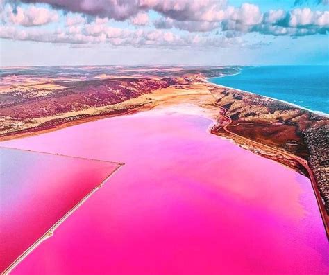 Pink Lake Between Geraldton And Kalbarri Beautiful Places Geraldton