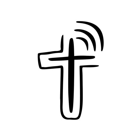 Vector Illustration Of Christian Logo Emblem With Concept Of Cross