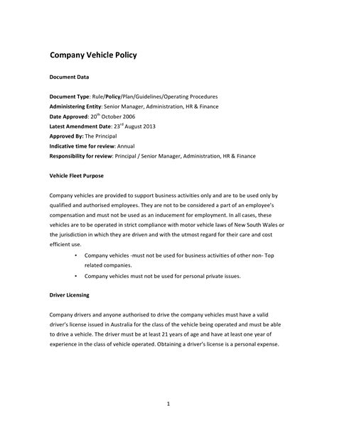 Company Vehicle Policy - How to create a Company Vehicle Policy? Download this Company Vehicle ...