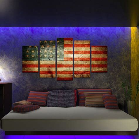 vvovv wall decor vintage american flag canvas prints wall art retro style patriotic concept fla