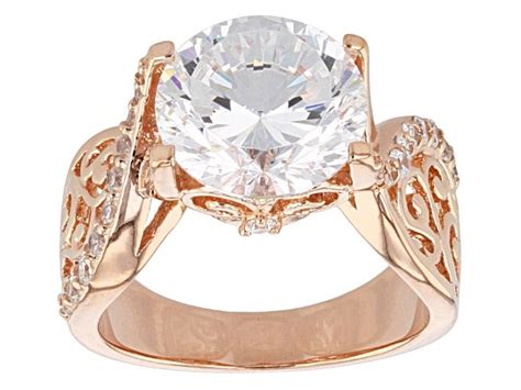 Pre Owned Cubic Zirconia 18k Rose Gold Over Sterling