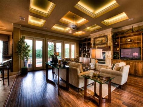 Among the many lighting trends to emerge as a result of led advancements is the ceiling accent light. Coffered ceiling with strip lighting behind molding cove ...