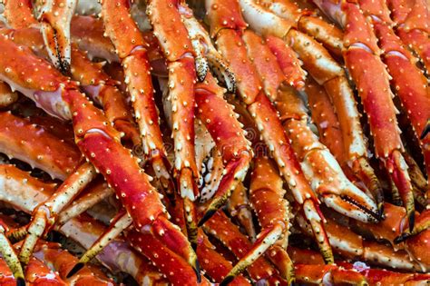 King Crabs Meat Sea Food Background Bergen Fishmarket Norway Stock