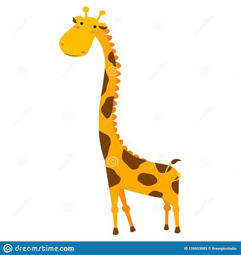 Cute Giraffe Cartoon Isolated On White Background Stock Vector