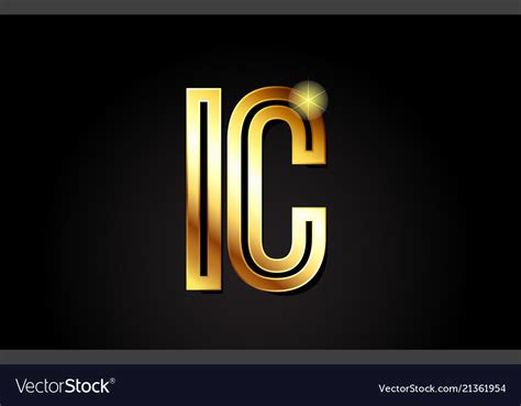 Gold Alphabet Letter Ic I C Logo Combination Icon Vector Image