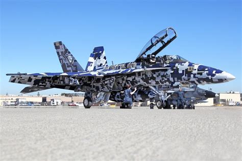 F 18 Hornet In Blue Digital Camo For The 100th Anniversary Of Us Naval