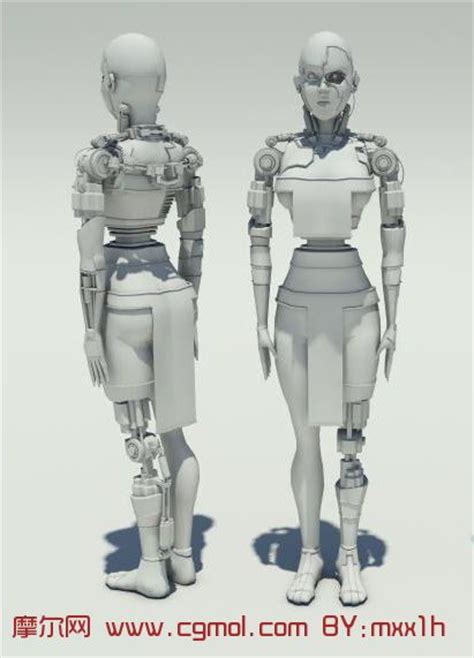 高精度女机器人3D模型 科幻角色 动画角色 3D模型免费下载 摩尔网