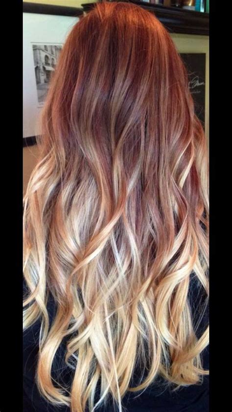 Here you'll find brilliant browns, bright blondes, radiant reds, and every color in between. Red to blonde ombré! | Ombre hair blonde, Red to blonde ...