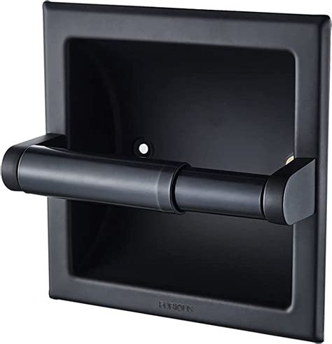 Forious Matte Black Toilet Paper Holder Bathroom Wall Mount Recessed