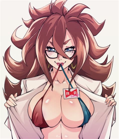 rule 34 1girls alternate version available android 21 android 21 human bikini top blue eyes