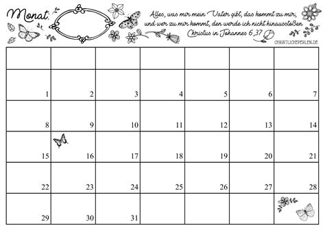 Monatskalender mit kleinen monatsnamen zum ausmalen. Monatskalender zum Ausdrucken | Christliche Perlen