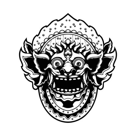Line Art Of Barong Mythology Creatures From Bali 5725414 Vector Art At