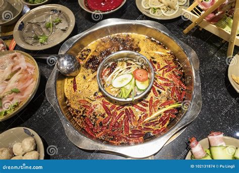 Delicious Spicy Sichuan Hot Pot Stock Photo Image Of Dinner