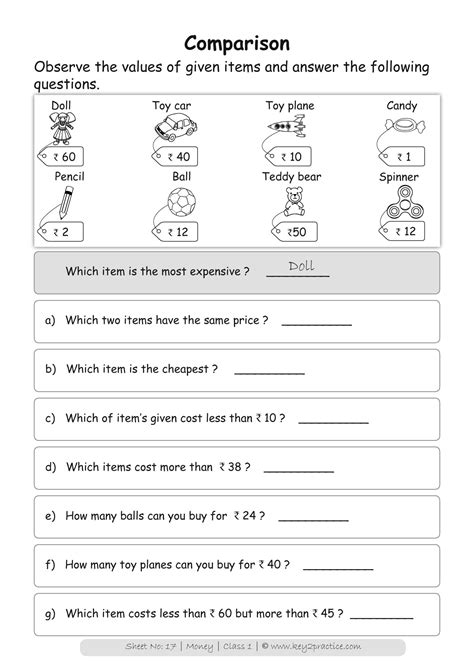 Australian money activities for kids money workshe! Maths Worksheets Grade 1 Chapter Money - key2practice Workbooks