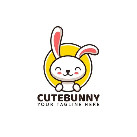 Cute Rabbit Bunny Logo Illustration Template Vector Premium