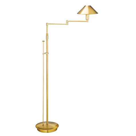 Maximum extension from wall is 21 1/4. Holtkoetter Antique Brass Metal Shade Swing Arm Floor Lamp ...