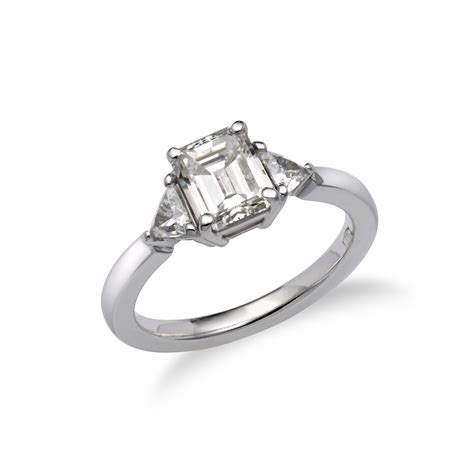 Three Stone Emerald Cut Diamond Engagement Ring Orogem Jewelers