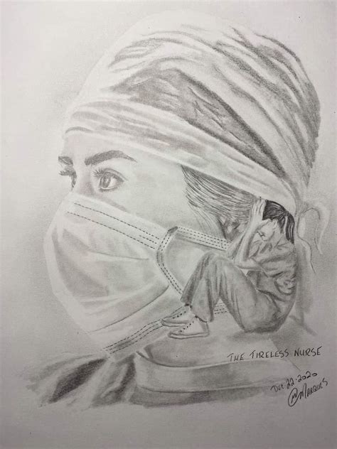 Nurse Drawing Mask Drawing Medical Artwork Medical Wallpaper Art