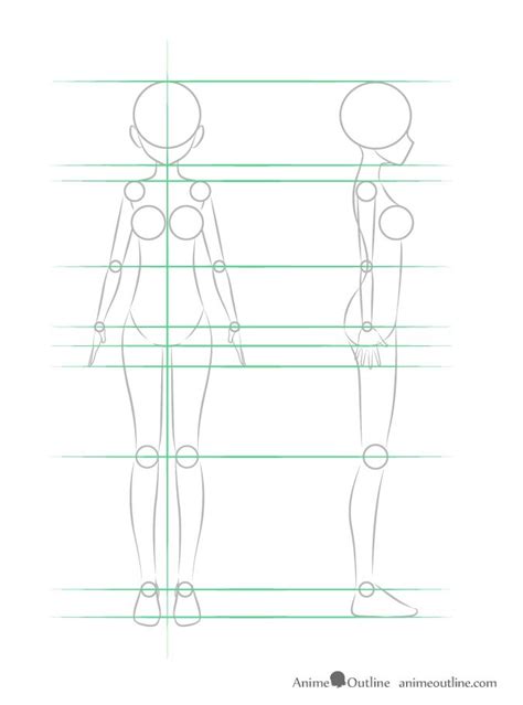 Anime Girl Entire Body Structure Front And Side View Anime Drawings