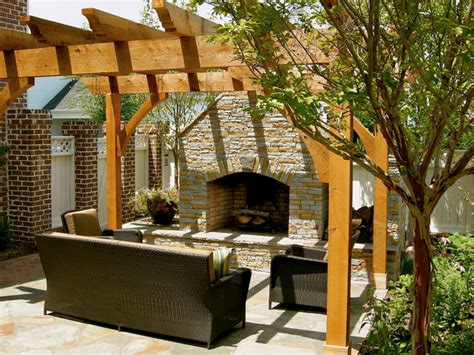 Outdoor Fireplace Pergola