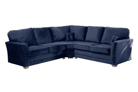Furnitureinstore Essex Blue Plush Velvet Corner Sofa Living From